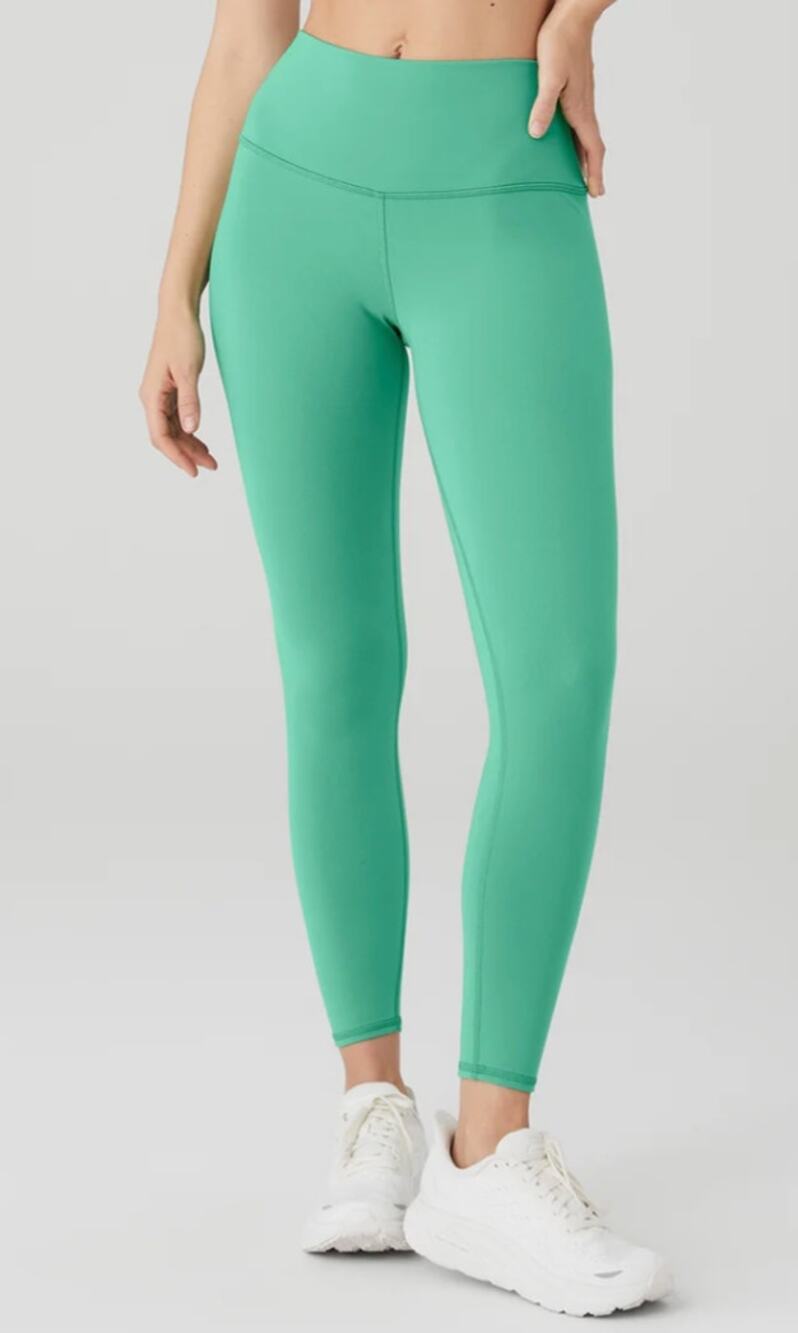 Alo Yoga Leggings Women XS High Waist Airbrush Green Ankle Yoga Pilates Errands